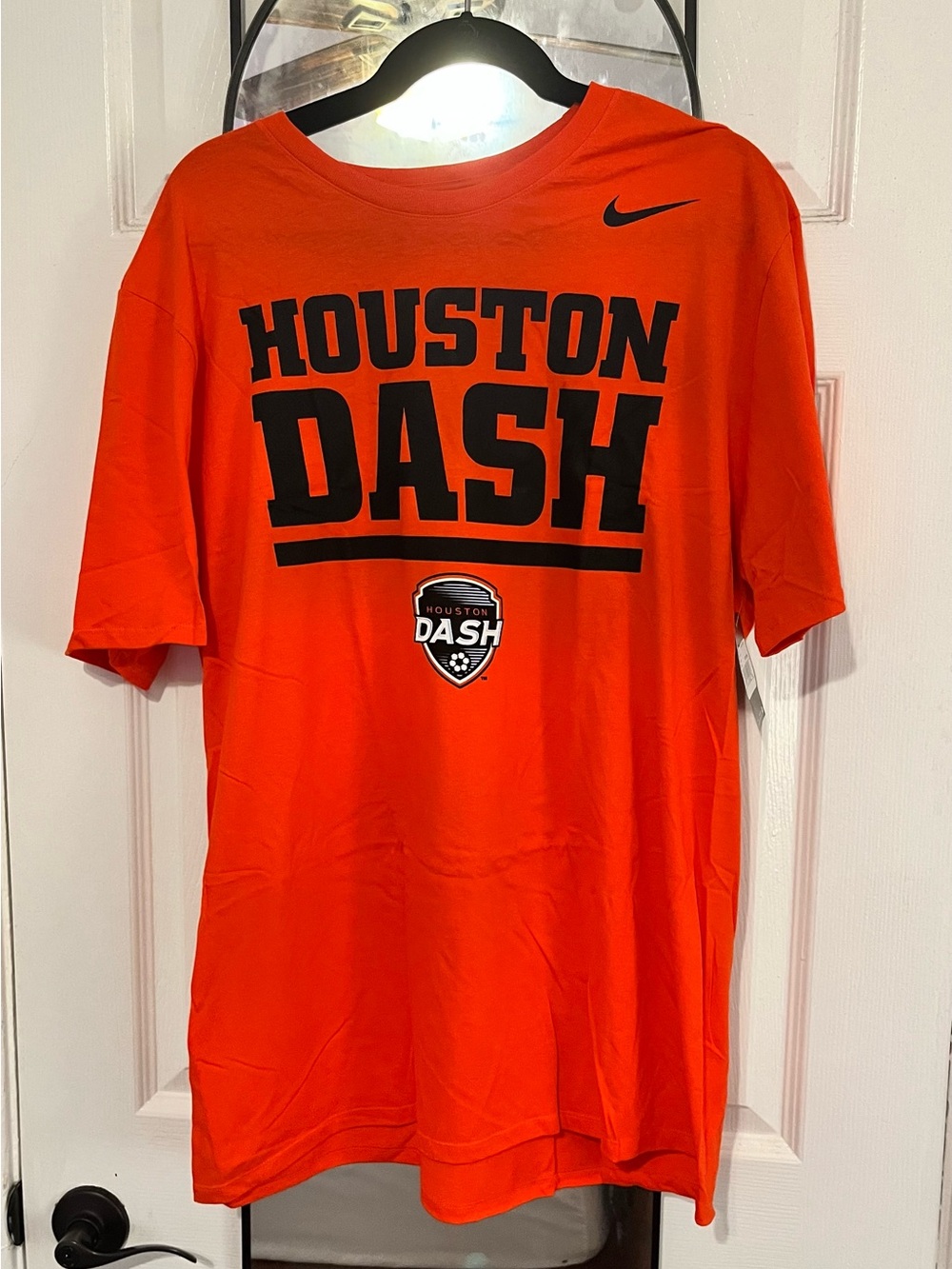 Nike Houston Dash Orange Short Sleeve Tee with Black Logo